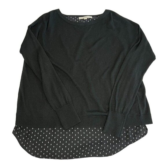 Ann Taylor LOFT Mixed Media Sweater~Size M~Black White Diamond Split Back L5 23 - Picture 9 of 11